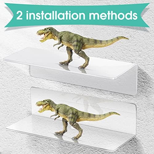 Maitys 8 Pcs Clear Acrylic Floating Shelves No Drill Wall Mounting