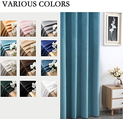SPXTEX Turquoise Velvet Curtains 84 Inches Grommet Panels