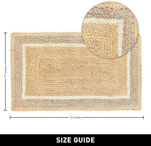 Chardin Home Hand Woven Jute Braided Rug 17x29 Inch Reversible Doormat