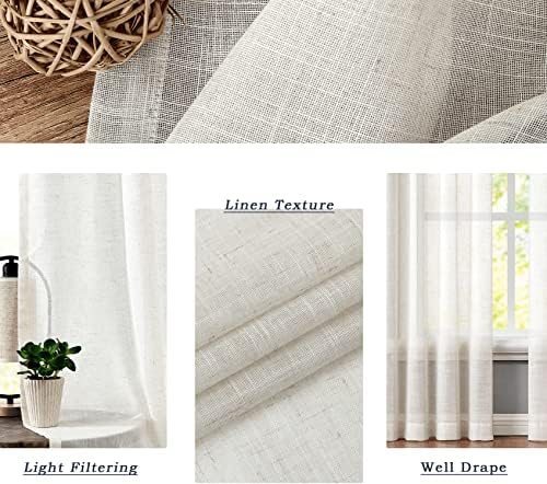 Central Park Linen Blend Sheer Curtain Panels 40x95