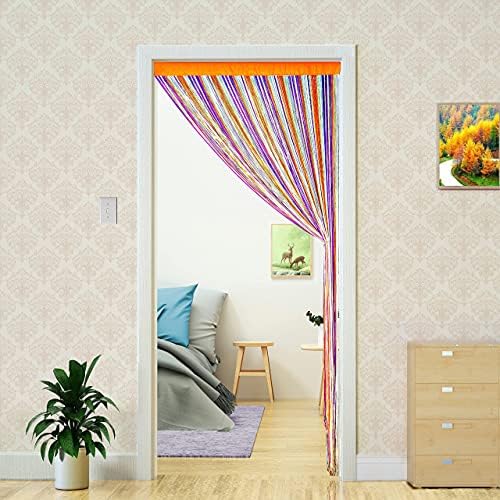 YaoYue Doorway String Curtain with Rainbow Tassels 39x79 inch