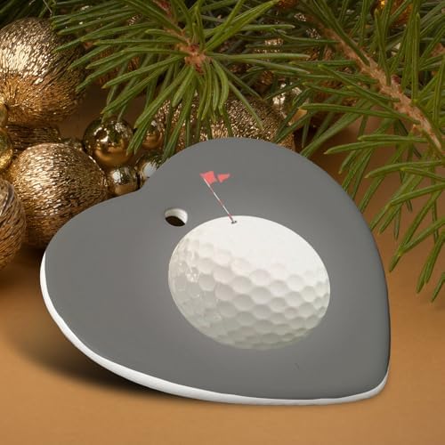 GRAPHICS MORE Heart-Shaped Golf Ball Moon Flag Christmas Ornament - 28 Inch