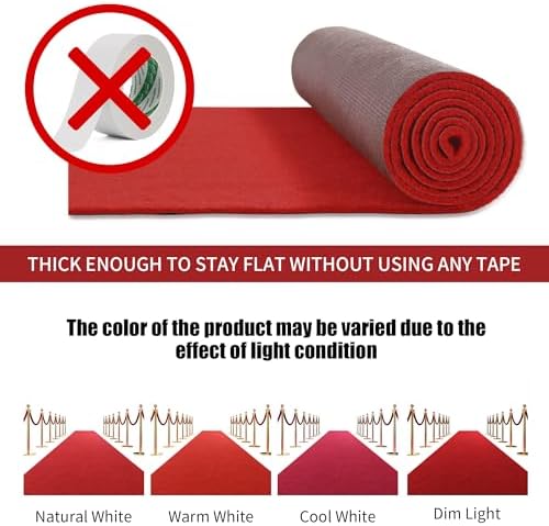 HOMBYS 450 GSM Extra Thick Red Carpet Runner 26x30 ft
