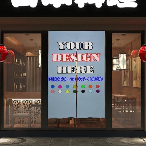 Custom Japanese Noren Curtain with Photo Text Logo