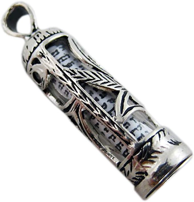 925 Sterling Silver Mezuzah Pendant with Shema Scroll