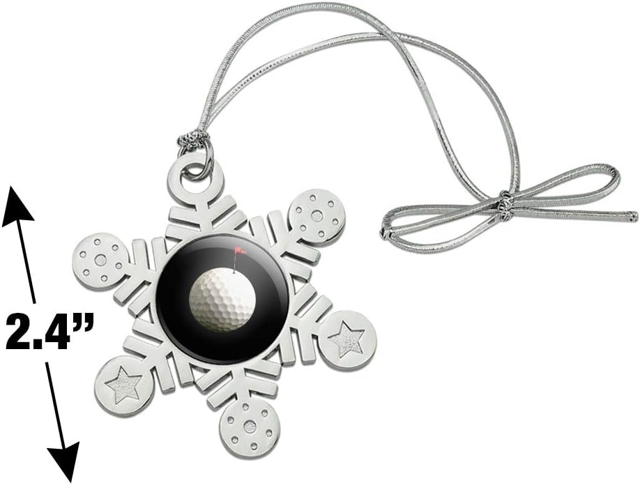 Golf Ball Moon Flag Golfing Metal Christmas Ornament