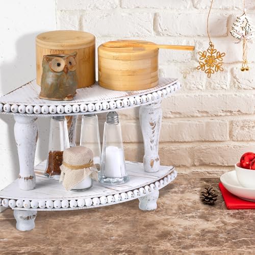 Kigley 2 Tiered Corner Riser with Wood Beaded Design