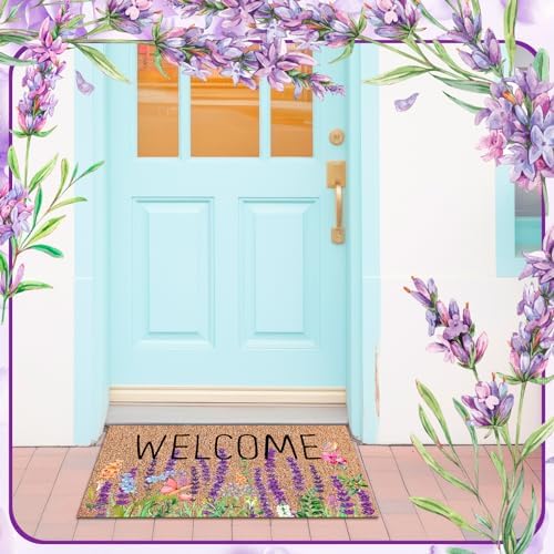 Ceenna Natural Coir Door Mat 16x28 Inches Butterfly Design