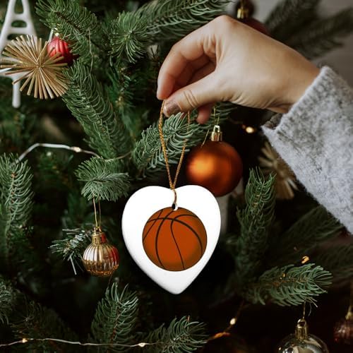 Graphics More Basketball Heart-Shaped Porcelain Christmas Ornament