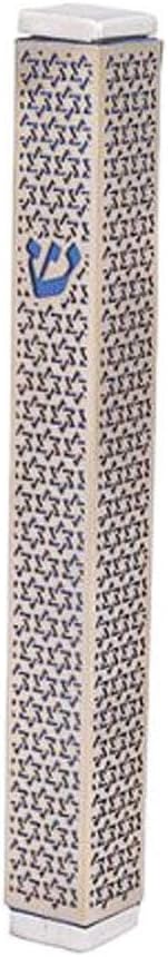 Modern Aluminum Mezuzah Case with Magen David Stars