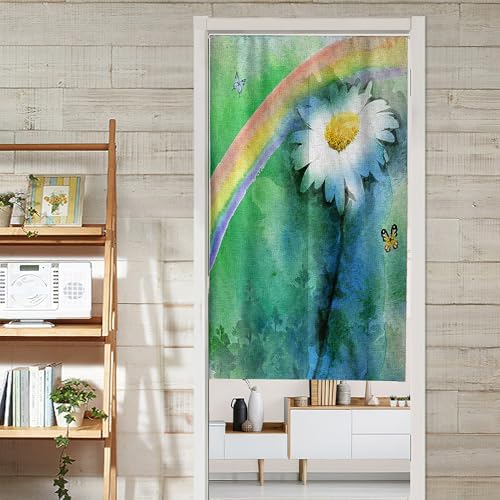 Chickwin Japanese Door Curtain Daisy Print Noren Panel