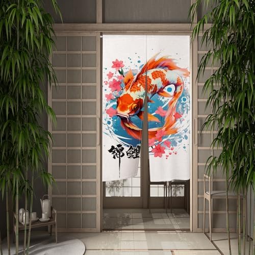 Japanese Noren Door Curtain with Koi Fish Design 1