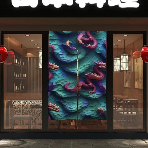 3D Magical Dragon Scales Door Cover Curtain 57x17 Inch
