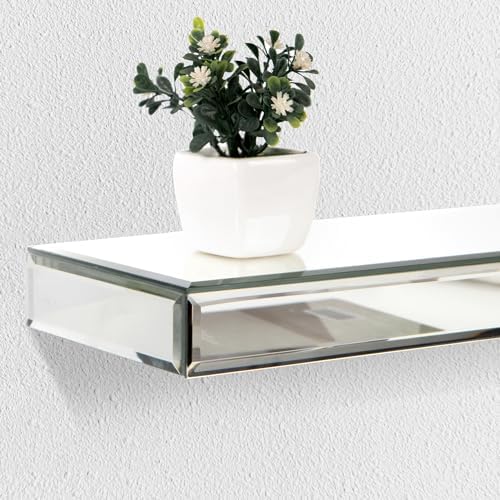 SHYFOY Mirrored Floating Shelves Set of 3 Silver