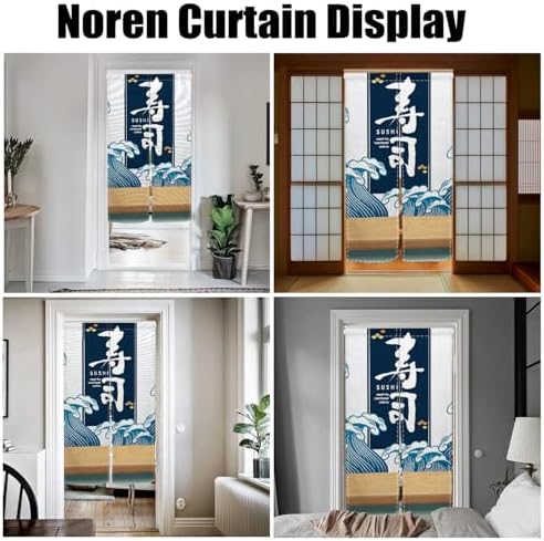Japanese Noren Door Curtain with Sushi Print for Home Divider
