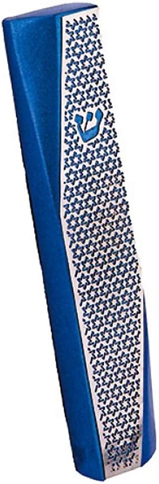 Modern Blue Geometric Mezuzah Case with Stars of David