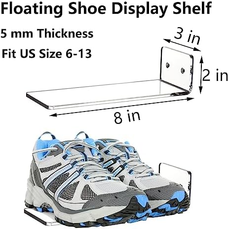 Youeon 8 Pack Floating Shoe Display Shelf for Wall
