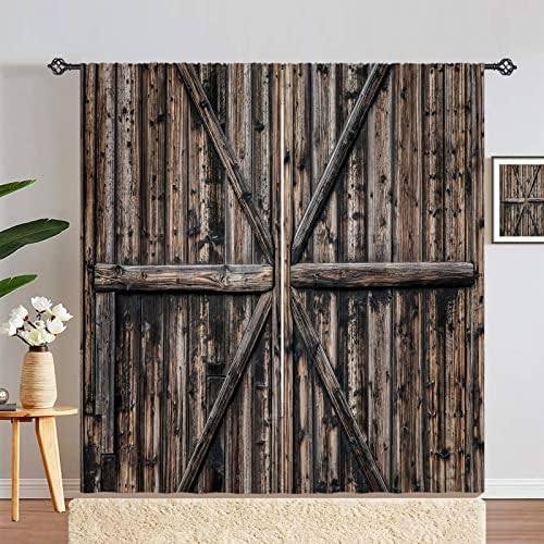 ANHOPE Farmhouse Barn Door Curtains with Rod Pocket
