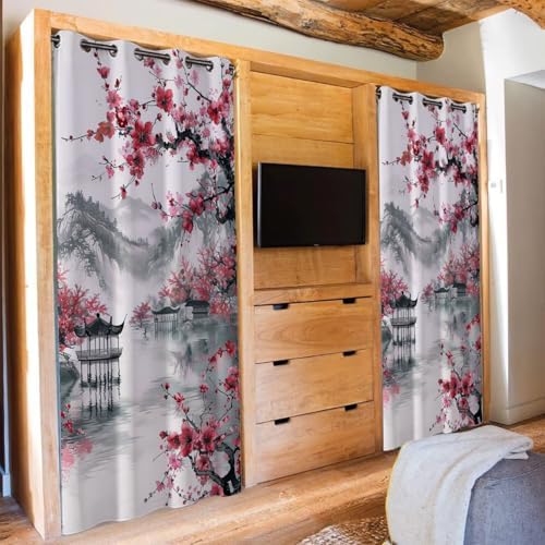 Cherry Blossom Door Curtain for Privacy and Style