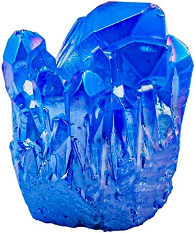 SUNYIK Blue Titanium Coated Quartz Cluster Gemstone Specimen
