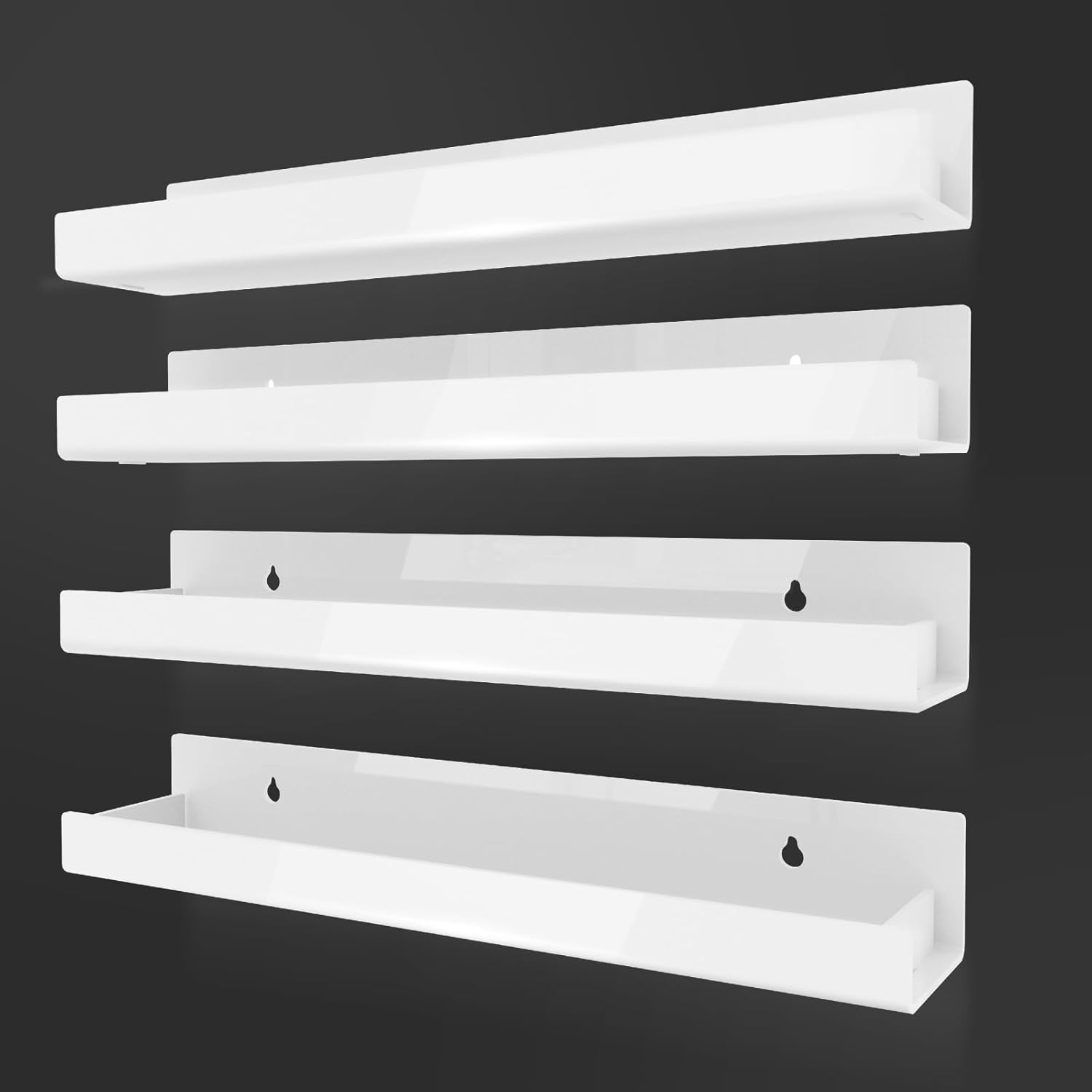 4 Pack 15 Inch White Acrylic Floating Shelves