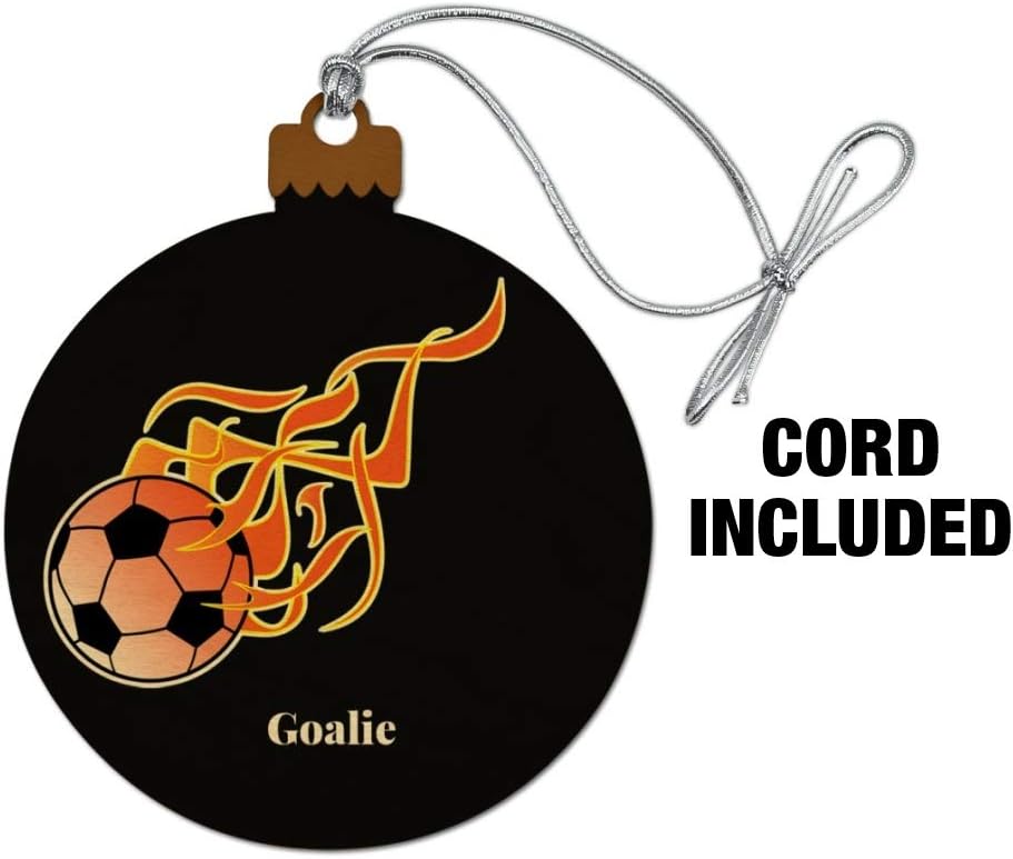 Personalized Custom Flaming Hot Soccer Ball Wood Christmas Ornament