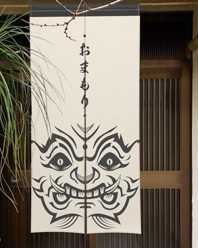 Traditional Japanese Noren Door Curtain with Funny Print