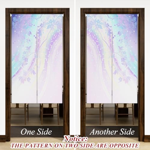 Leowefowa Cherry Blossom Double Sided Curtain for Doors and Windows