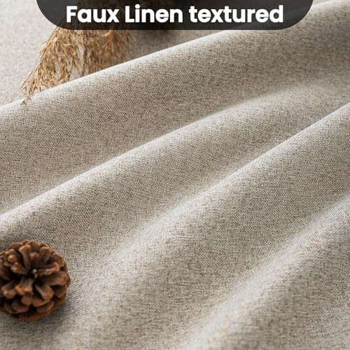 COSVIYA 100 Blackout Linen Curtains 2 Panels Set 90 Inch Length