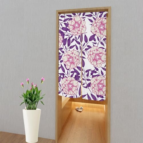 Bloomy Flowers Noren Curtain 34x60 Inch