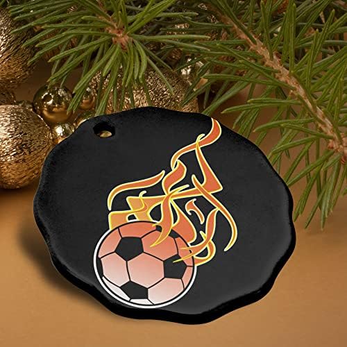 Graphics More Soccer Ball Football Cartoon Flames Porcelain Ornament