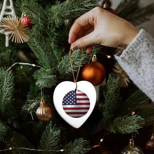 GRAPHICS AND MORE USA Flag Soccer Ball Heart Shaped Porcelain Christmas Ornament