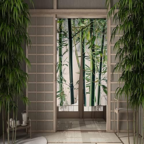 Leowefowa Bamboo Forest Doorway Curtain Panel