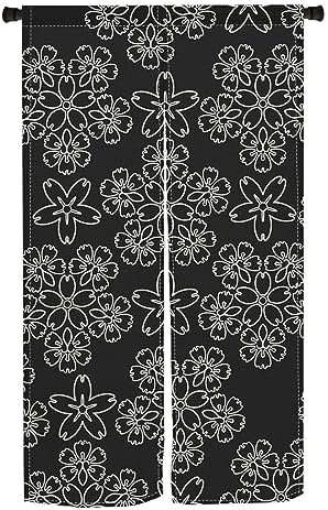 Japanese Noren Door Curtain with Petal Design 34x60 Inches