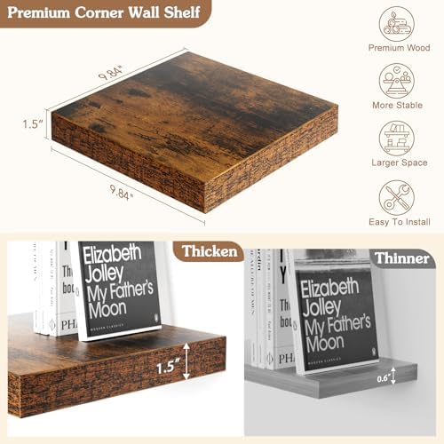 Olakee Corner Floating Shelf Set of 4 Carbonized Black
