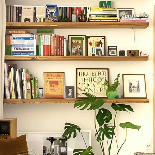 ROGMARS 36 Inch Walnut Floating Shelves Set of 3