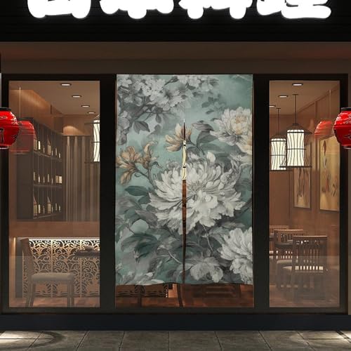 Japanese Noren Light Emerald and Gray Door Curtain 34x57