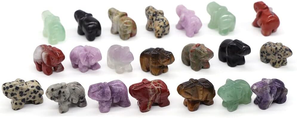 1 Inch Blue Aventurine Elephant Stone Decor Figurine Set