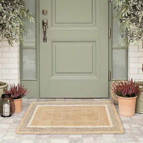 Chardin Home Hand Woven Jute Braided Rug 17x29 Inch Reversible Doormat
