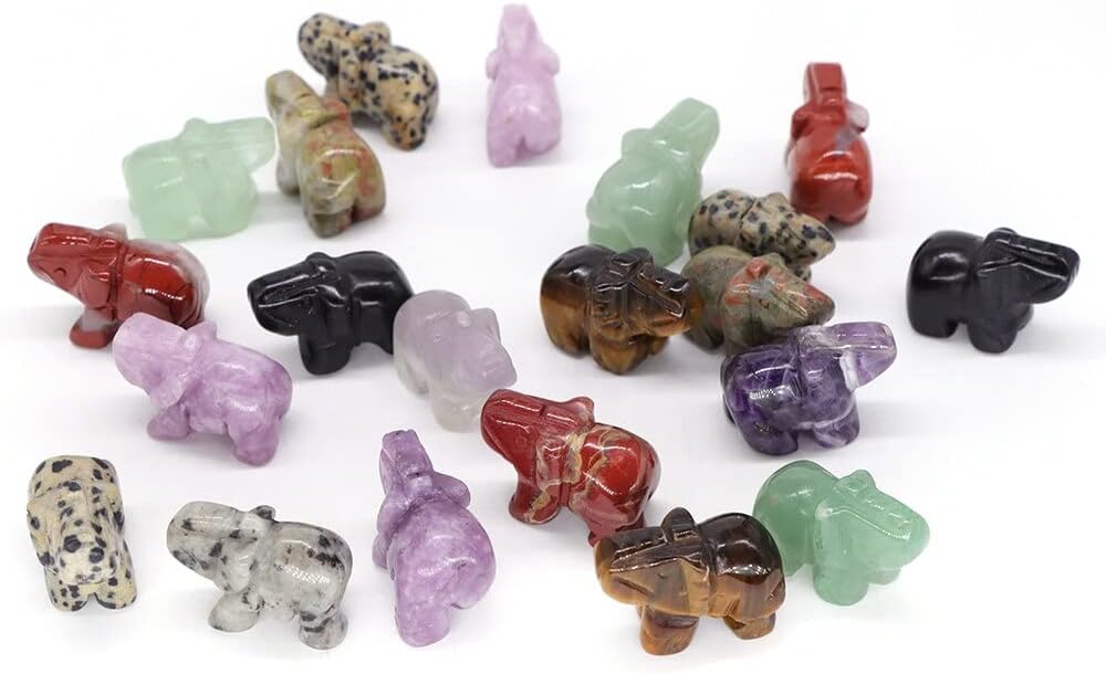 1 Inch Blue Aventurine Elephant Stone Decor Figurine Set