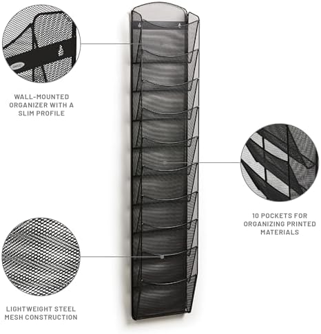 Safco Onyx Mesh Magazine Holder Black 10 Pockets