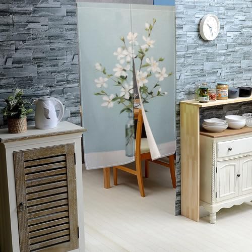 Leowefowa Japanese Noren Door Curtain Flower Pattern
