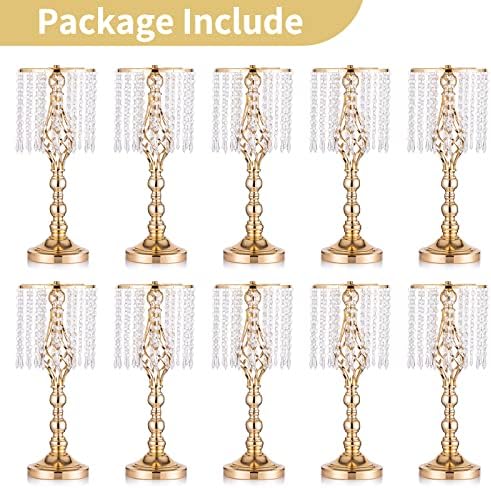 10 Pcs 193 Inches Tall Crystal Flower Stand Wedding Centerpiece