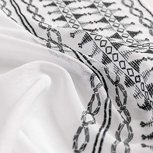 Lazzzy Sheer Curtains 84 Inch Bordered Boho Drapes Set