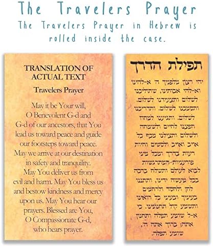YourHolyLandStore CAR MEZUZAH with Travelers Protection Scroll - Hamsa - 7 Blessings 1