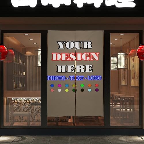 Custom Japanese Noren Curtain with Photo Text Logo 1