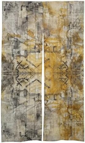 Japanese Noren Door Curtain Light Yellow and White Print