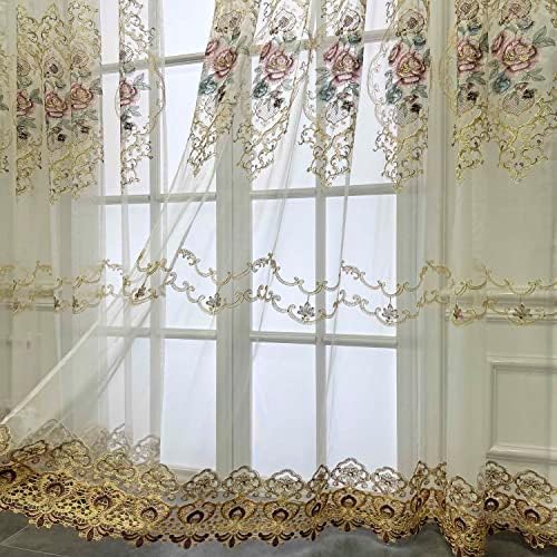 WPKIRA Royal Embroidered Sheer Curtain Panel