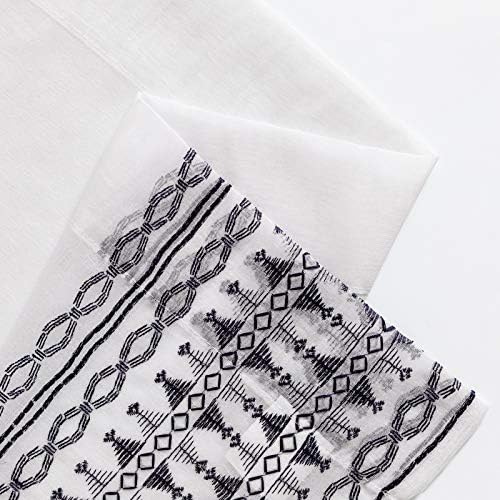 Lazzzy Sheer Curtains 84 Inch Bordered Boho Drapes Set