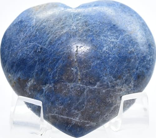 48mm Blue Dumortierite Heart with Stand - Natural Gemstone Collectible